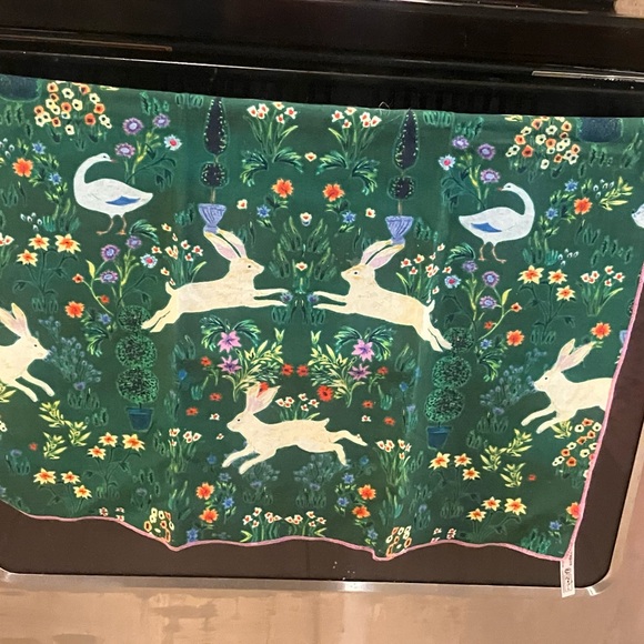 Anthropologie Green Floral Rabbit Tapestry - Picture 2 of 3